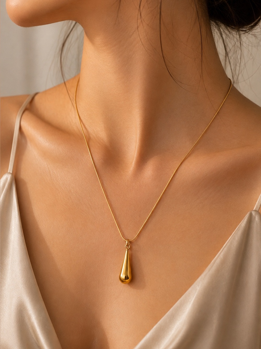 #10 18K Gold Plated 316 Stainless Steel Minimalist Water Drop Necklace